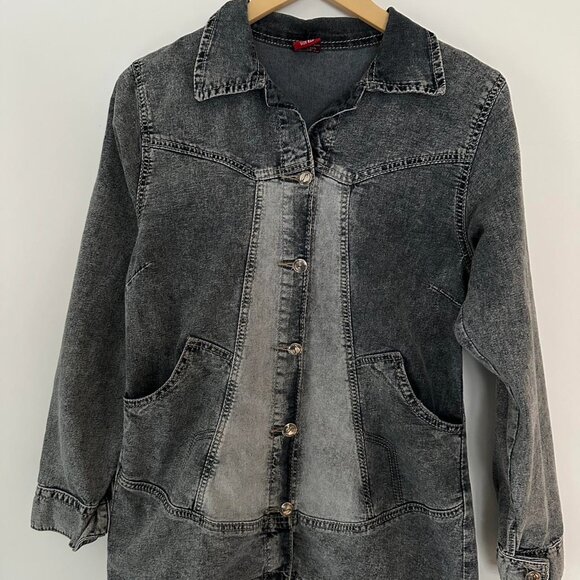 Y2K Vintage Denim Jacket (Size 36) Moto Boho style - Picture 4 of 7